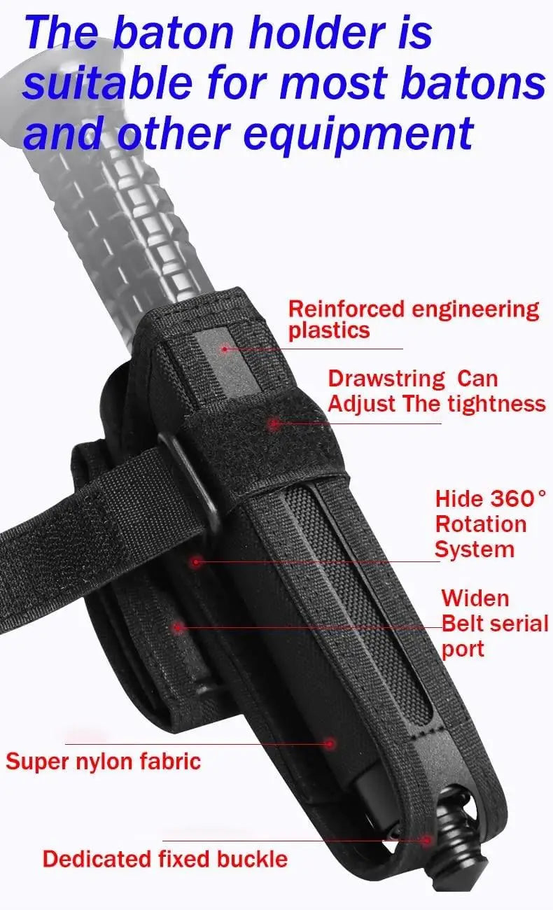 Tactical Nylon Baton Holster Hunting 360 Degree Rotating Baton Pouch Bag
