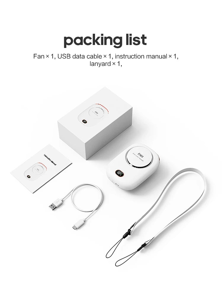 Portable Hanging Neck Fan USB Rechargeable