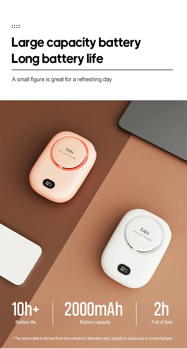 Portable Hanging Neck Fan USB Rechargeable